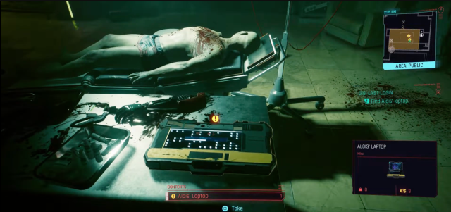 Aloid Daquin in The Last Login, dead on table.