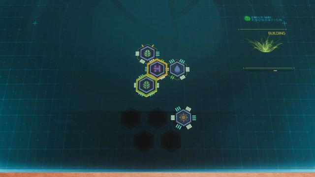 Screengrab of four connected hexes and one non-connected hex in Spider-Man 2