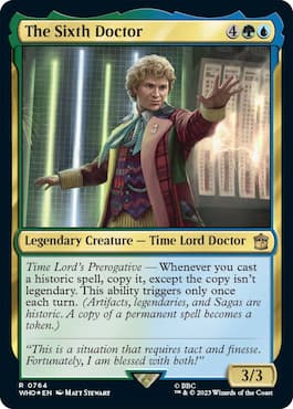 Image of The Sixth Doctor on TARDIS through The Sixth Doctor MTG Doctor Who Commander Precon Blast From the Past