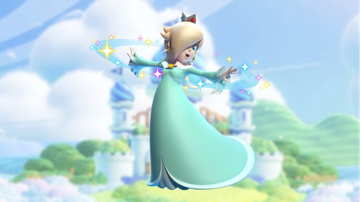 Rosalina photoshopped onto Mario Wonder scenery.