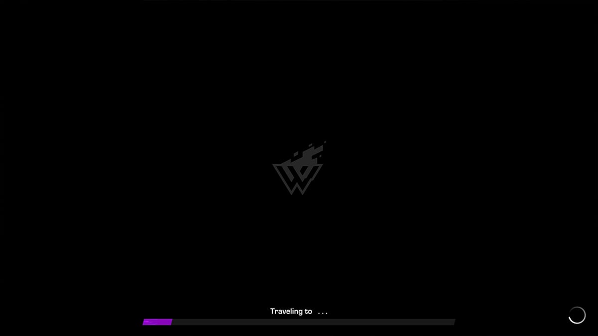 A black loading screen in Wayfinder