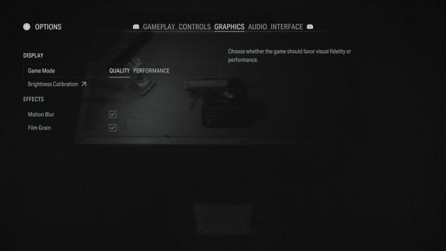 Graphics Settings options for Alan Wake 2 on PS5