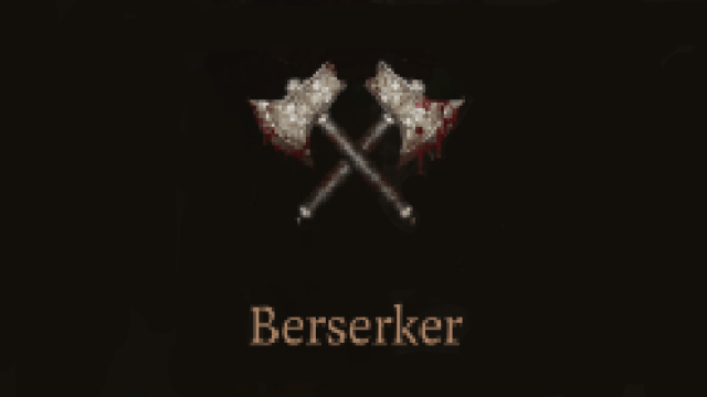 The BG3 symbol for a Berserker Barbarian—a pair of bloody, twin axes crossed—sits on a dark background.