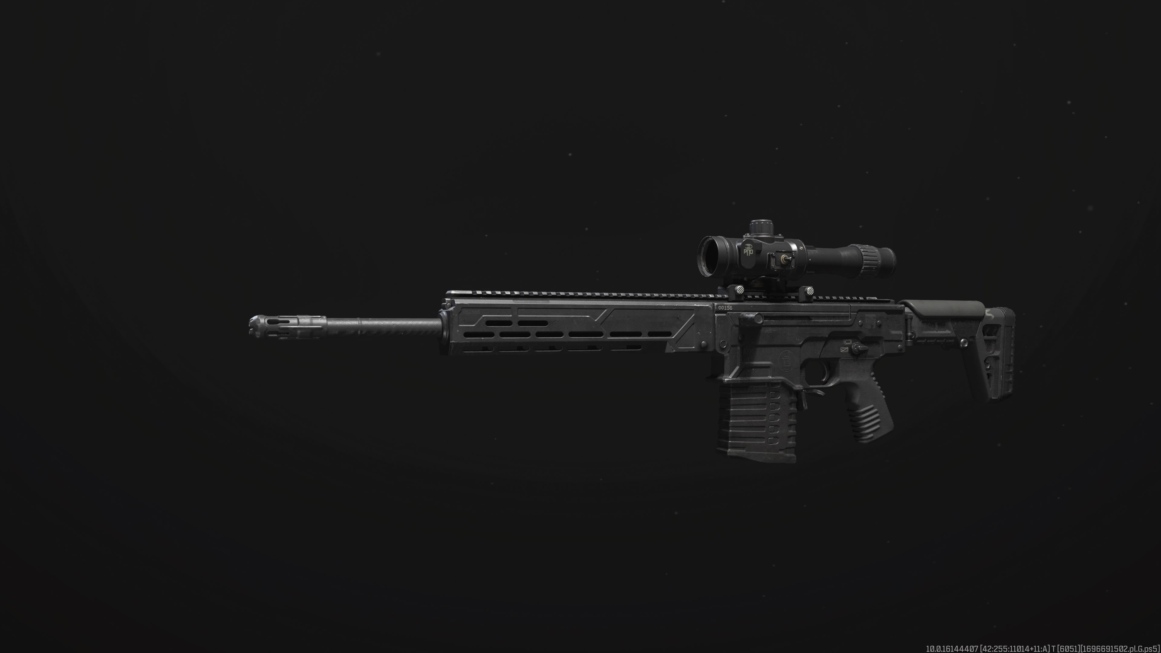 A screenshot of the KV Inhibitor sniper rifle in MW3.