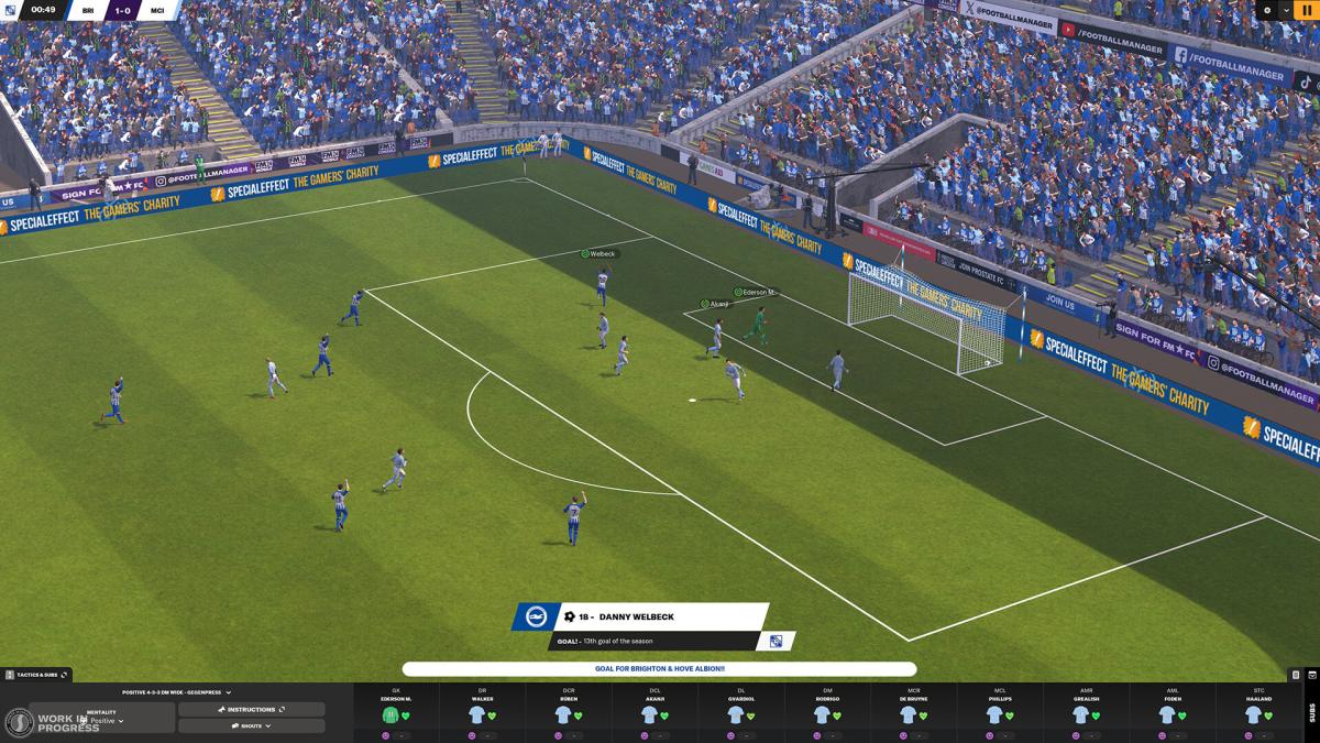 Brighton vs. Manchester City in Football Manager 2024