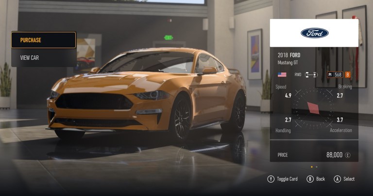 The 2018 Ford Mustang GT in Forza Motorsport