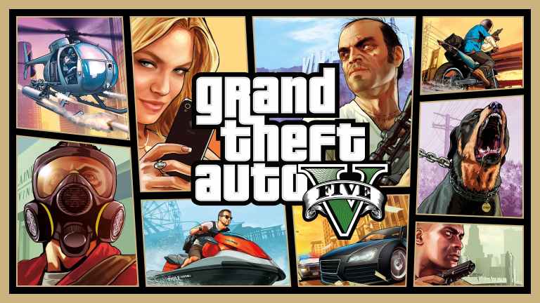 Key graphic of GTA 5 compiled of multiple loading screens