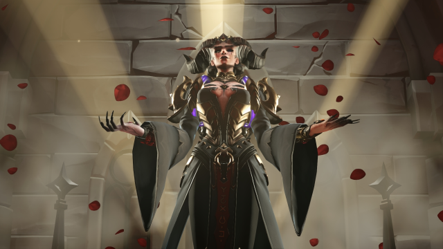 Moira's Lilith skin in the OW2 Diablo 4 crossover event.