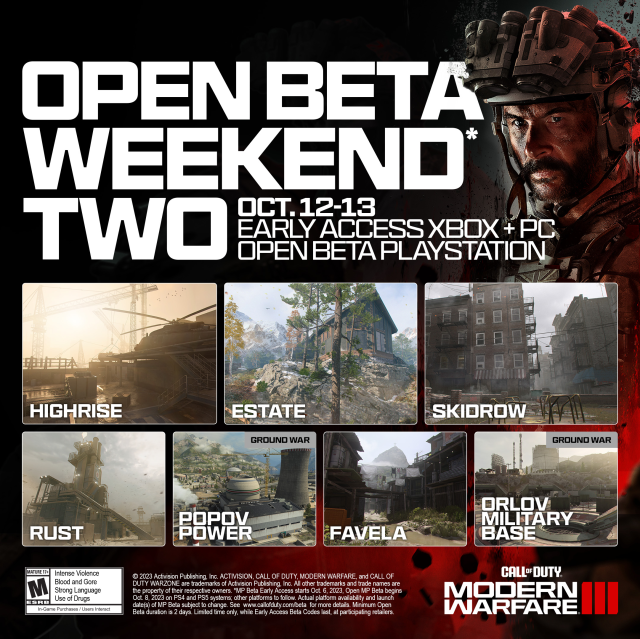 Art for open beta weekend two of MW3, now joining PC and Xbox.