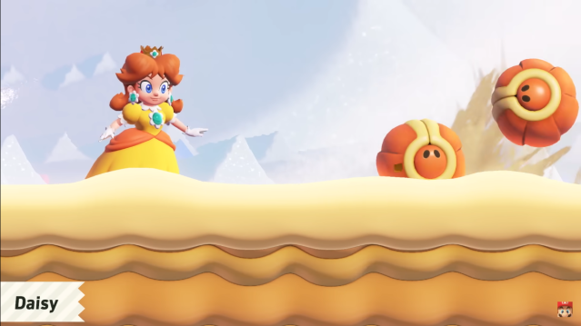 Daisy in a desert course in Mario Wonder.