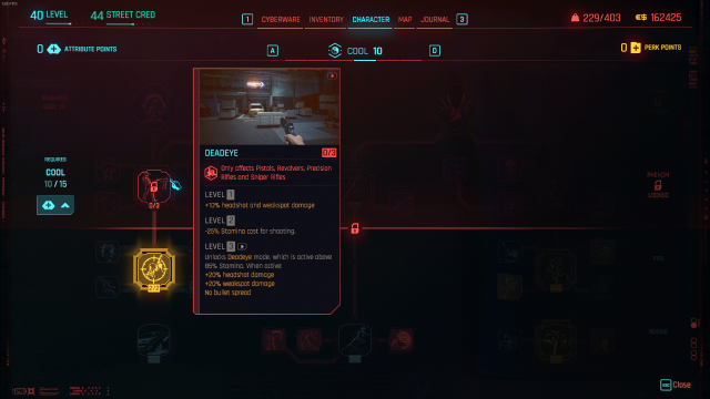 Cool perk screen from Cyberpunk 2077. 