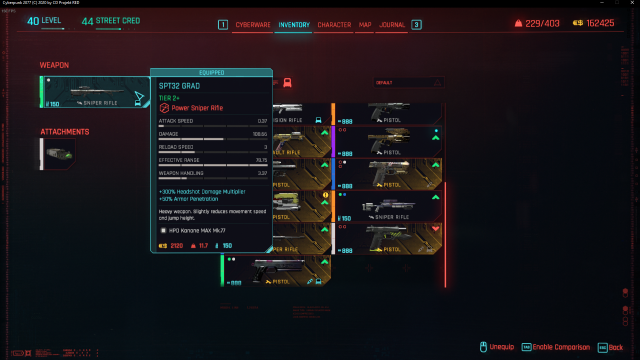 SPT32 GRAD sniper rifle in Cyberpunk 2077. 