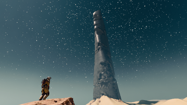 Starfield player heading to the Shanghai Tower ruins on Earth.