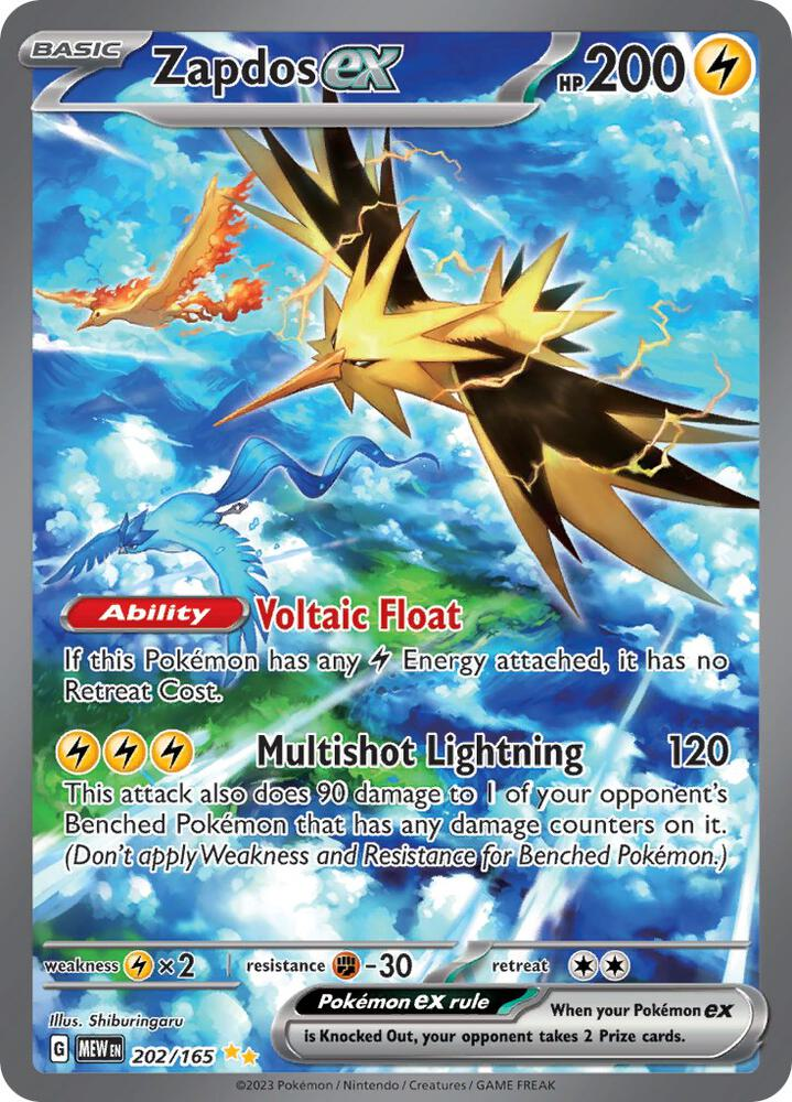 Image of promo art for Zapdos ex in Pokémon TCG Scarlet and Violet 151 set
