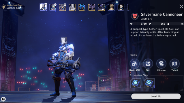 A Silvermane Cannoneer on the level up screen. 