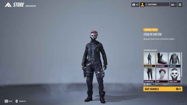 A smaller character wears a black outfit with a skull mask.