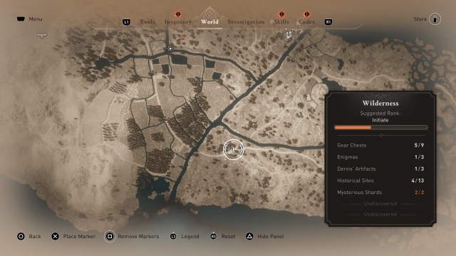 The world map in Assassin's Creed Mirage, displaying the right place to go for the Trade Delegate contract.