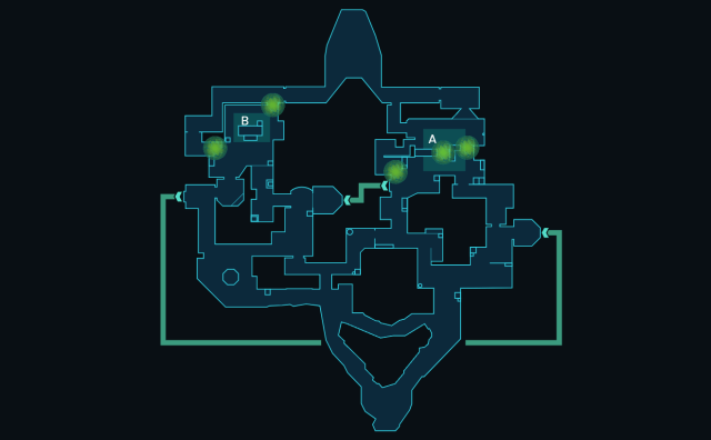 Five options for offensive Poison Cloud smoke placements on Bind.