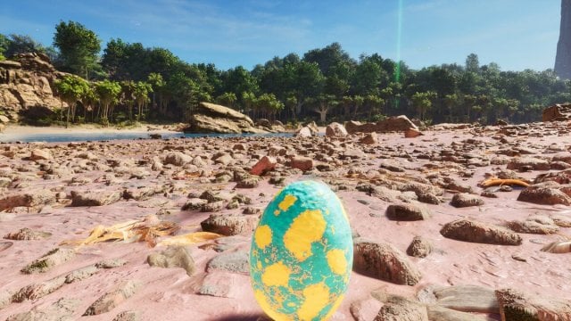 An egg on a beach in Ark: Survival Ascended