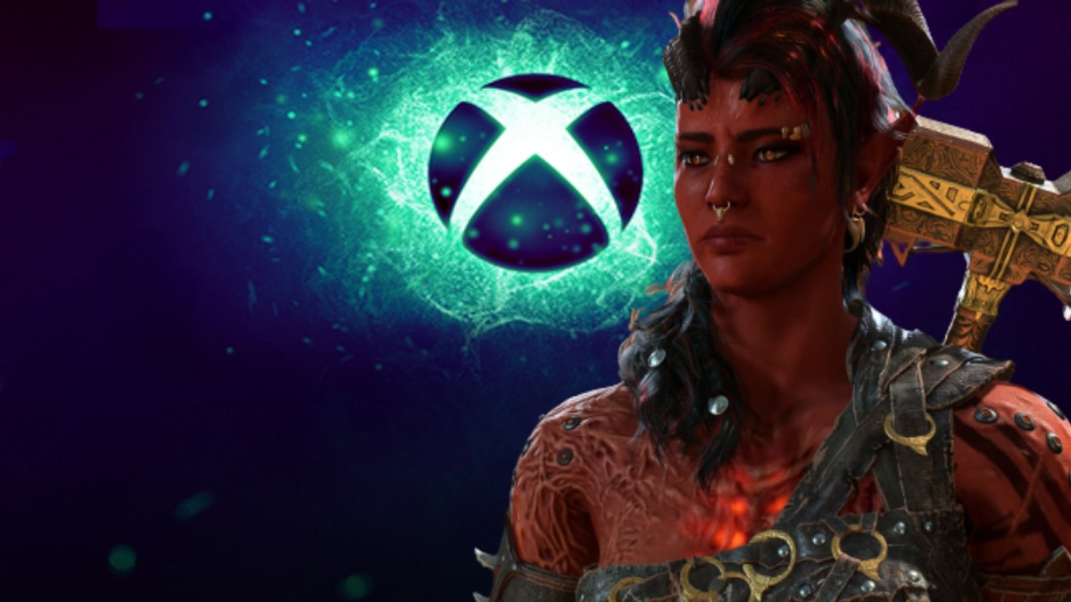 An image of Karlach from Baldur's Gate 3 over an Xbox logo.