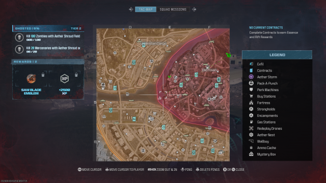 A screenshot of a section of the map in MW3 Zombies showing a highlighted location.