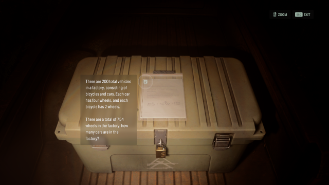 The car puzzle Cult Stash riddle in Alan Wake 2.