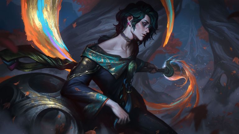 League of Legends' splash art for its newest champion, Hwei