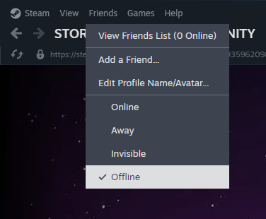 Image of the Steam friends menu in Steam.