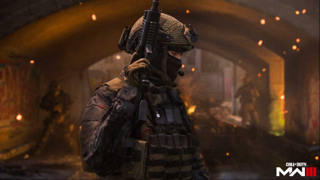 An image of a Call of Duty operator holding up an assault rifle.