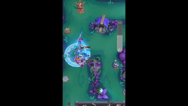 A blizzard spell is falling on both friendly and enemy units while only slowing and damaging the enemy units.