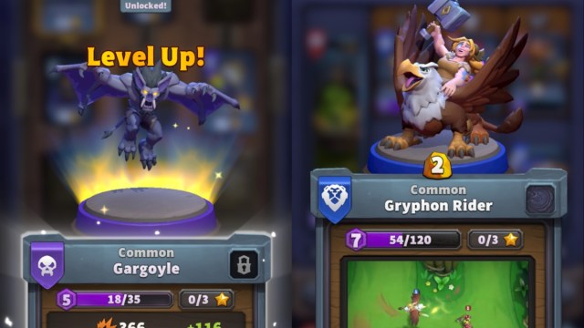 Gargoyle on the left and Gryphon Rider on the right from Warcraft Rumble