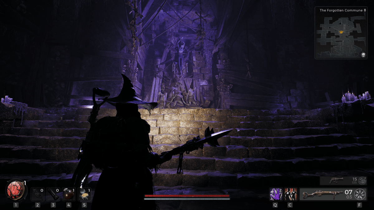 The Hero standing in front of a Befouled Altar in Remnant 2