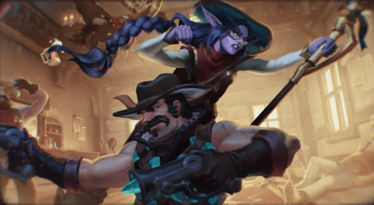 Reno and Elise do battle in the trailer for the Shadow of the Badlands Hearthstone expansion