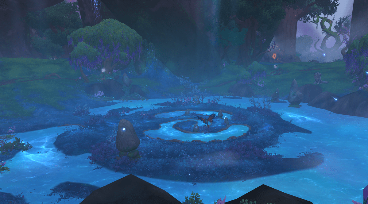 Emerald Dream poools near Amirdrassil hub area in Patch 10.2's new zone