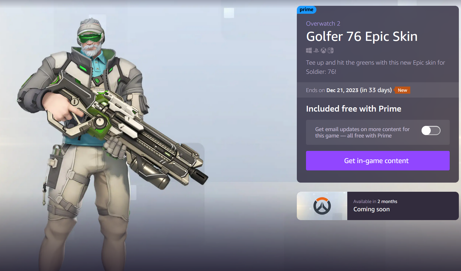 The Golfer 76 skin from Prime Gaming.