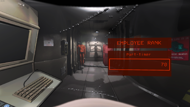 Rank screen inside the ship from Lethal Company.