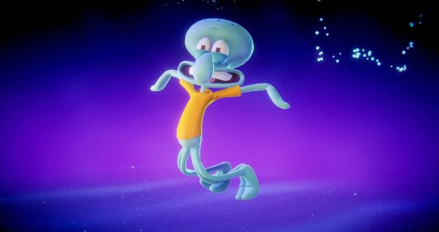 Squidward cheering in Nick All-Star Brawl 2