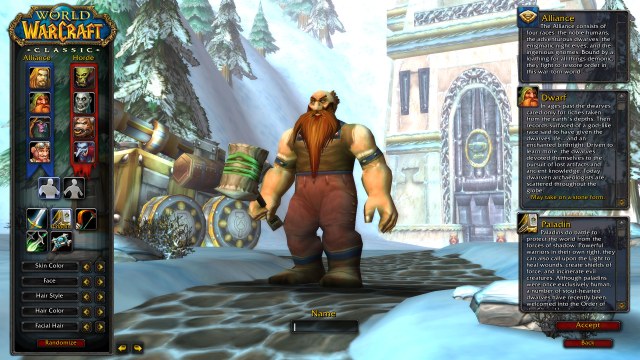 A Dwarf Paladin standing on the character creation screen