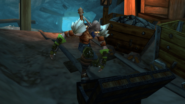 A Night Elf player loots a chest in the WoW Classic season of Discovery