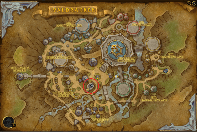 Map of Valdrakken in WoW showing the exact location of Pilgrim's Bounty event in Valdrakken