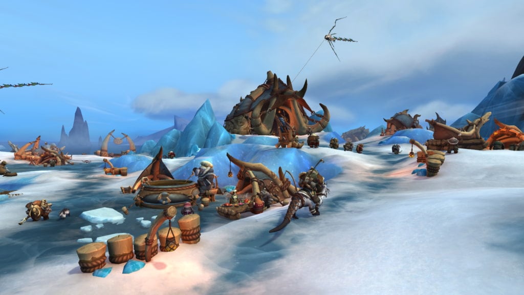 The Azure Span in world of warcraft dragonflight. covered with snow