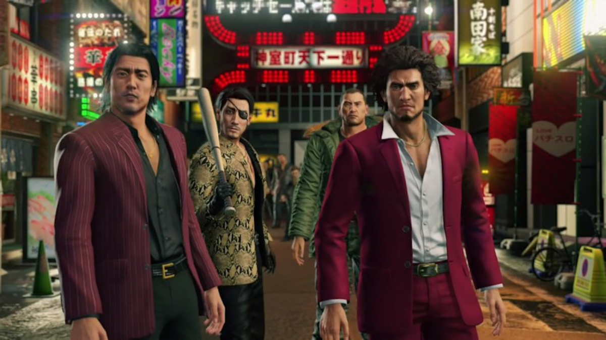 Yakuza Game characters standing in centre frame