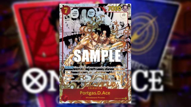 Ace from One Piece appears on a Red Manga Rare Character card from the Bandai card game.