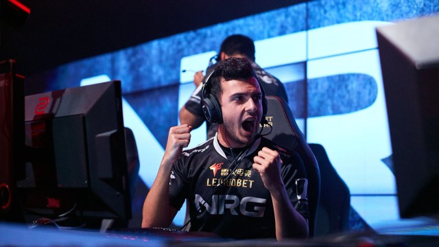 Tarik, a player for NRG Esports, celebrates at the StarLadder Berlin Major in 2019.