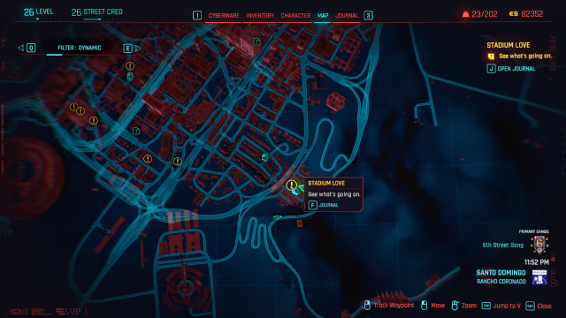 A map of Santo Domingo in Cyberpunk 2077.