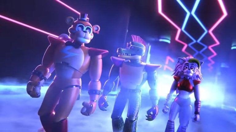 Glamrock Freddy, Roxy, and Monty in Security Breach launch trailer