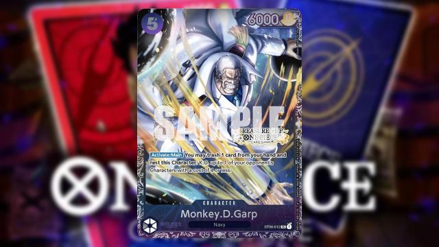 Garp from One Piece appears on a Black Treasure Cup Character card from the Bandai card game.