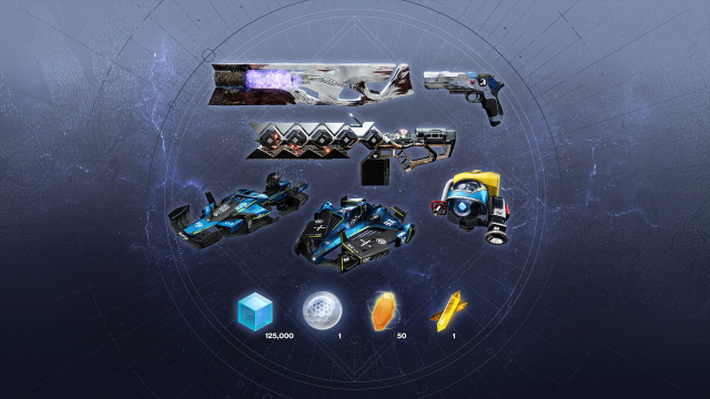 The Destiny 2 Starter Pack, with a collection of weapons, cosmetics, and in-game currency for Destiny 2.