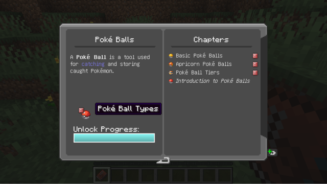 Cobblepedia mod showing what Pokeballs are used for in Cobblemon