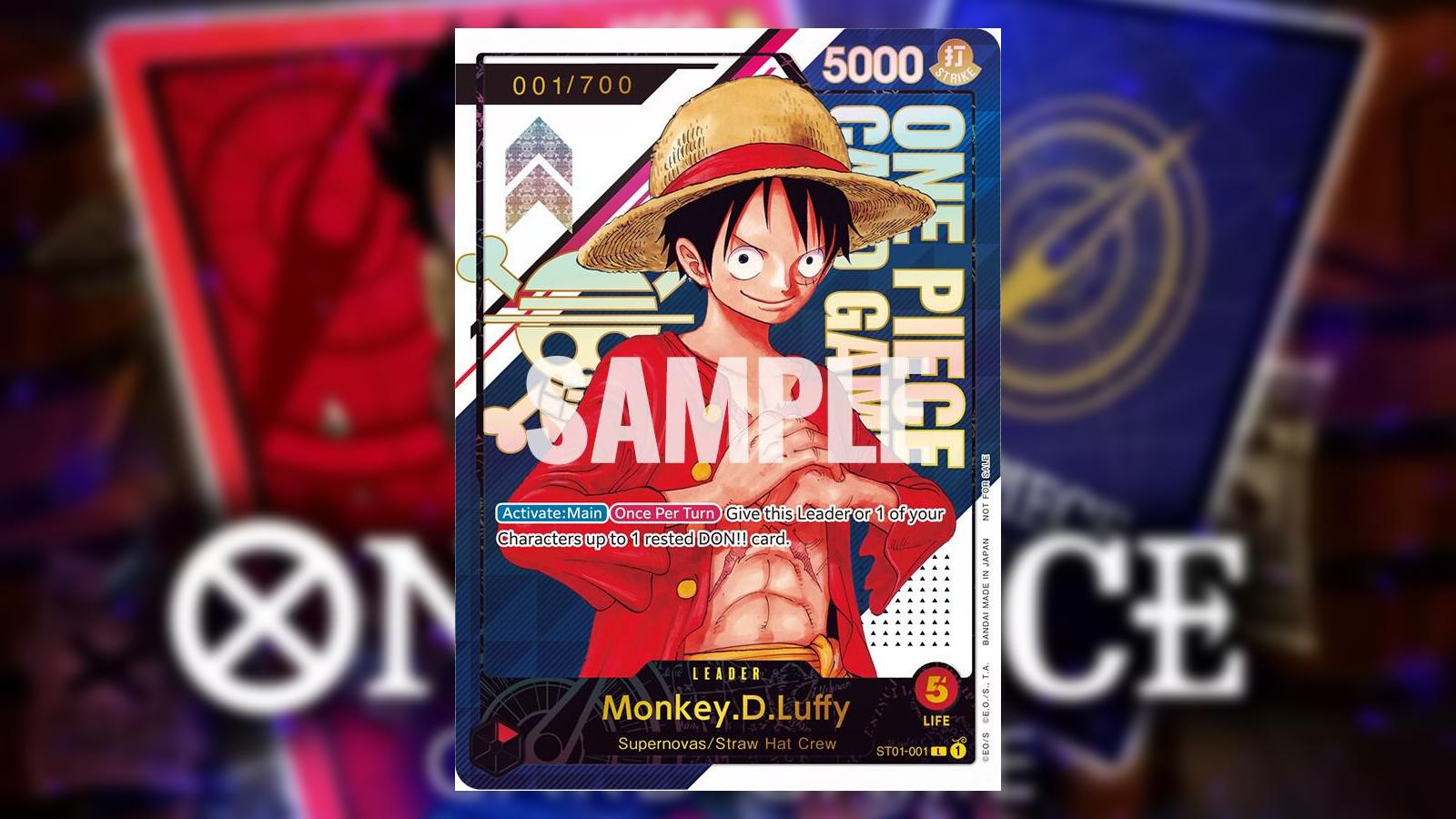 Luffy from One Piece appears on a Custom Serialised Character card from the Bandai card game.